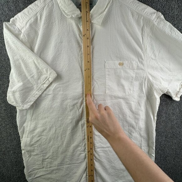 Tommy Bahama Large White Short Sleeve Button Up Shirt Textured Cotton Blend - Picture 3 of 12